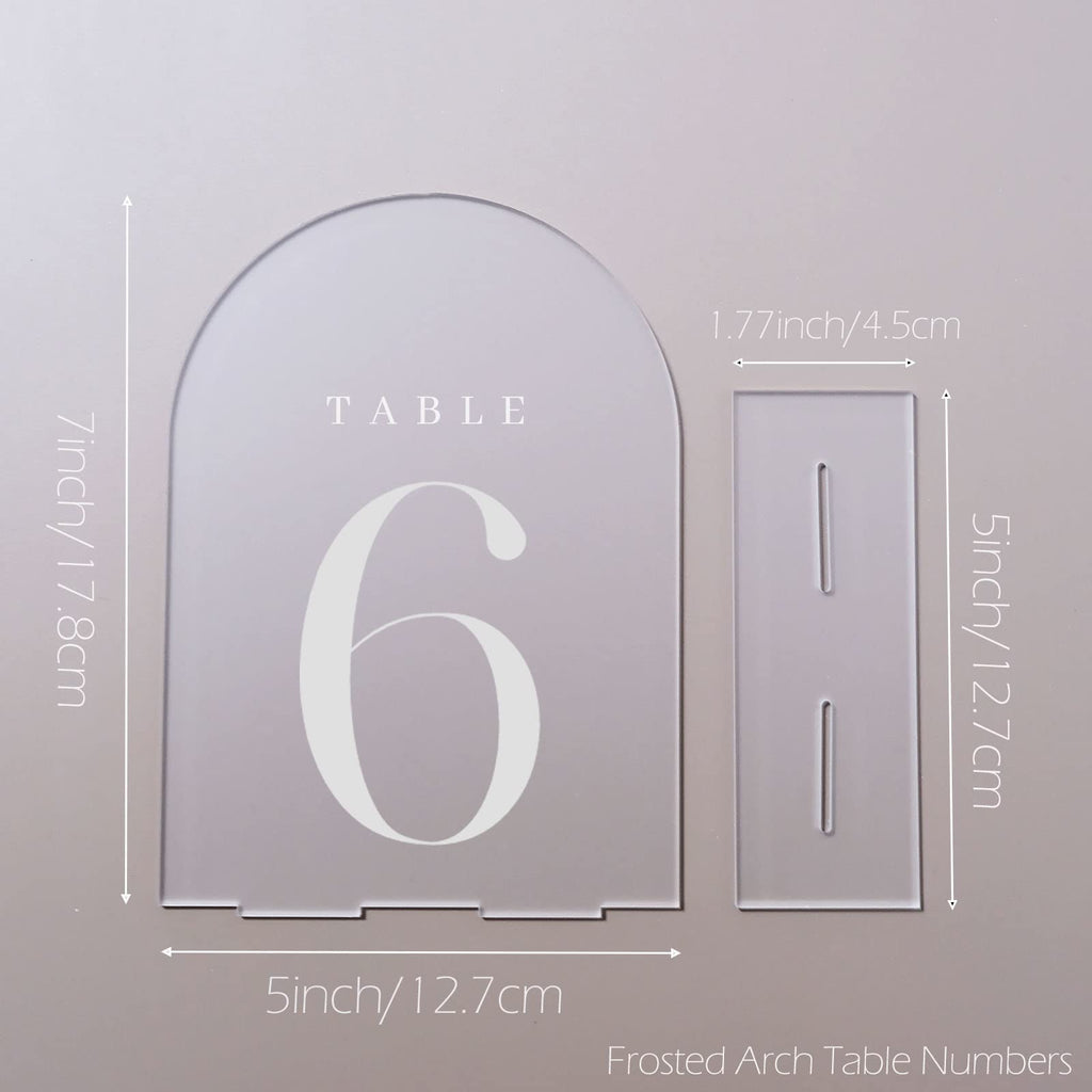 Frosted Arch Table Numbers 1-5 with Stands