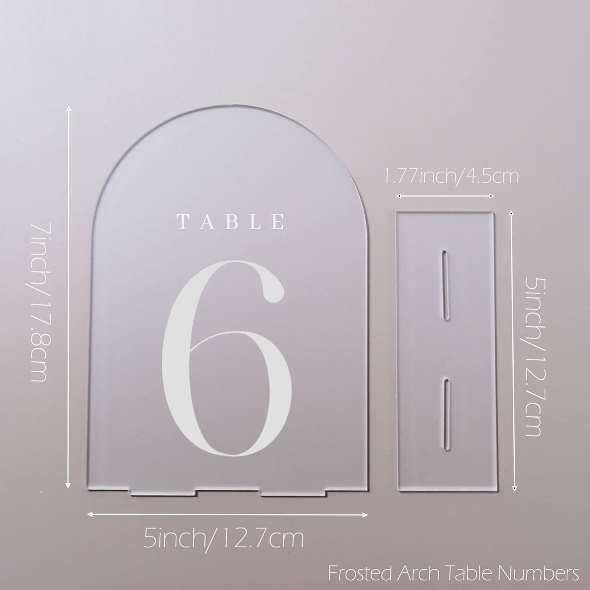 Frosted Arch Table Numbers 1-5 with Stands