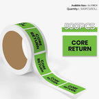 StickerJet Core Return – Warehouse Receiving Labels – 3"x5" Rectangle Labels – 500 Qty/Roll – Paper, Easy Peel and Stick, Strong Adhesive, No Residue, Made in USA