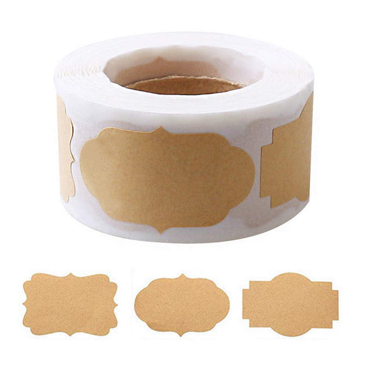 300 Pcs Gift Tags Stickers Name Labels Stickers, Self-Adhesive Handmade Bottle All-Purpose Jar Labels for Presents Cosmetic Decoration Jars Food Craft Brown