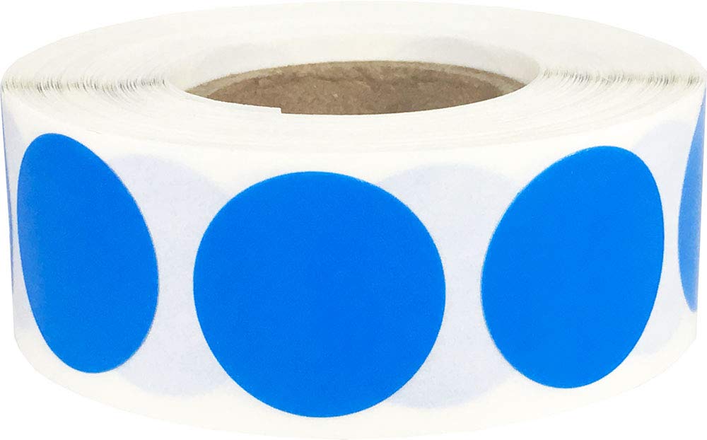 Laminated Blue Color Coding Labels for Organizing Inventory 0.75 Inch Round Circle Dots 500 Total Adhesive Stickers On A Roll