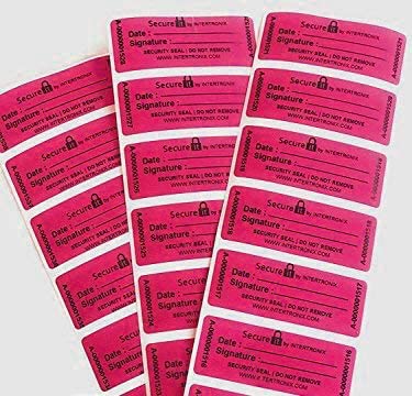100 High Security Tamper Evident Warranty Void Hologram Labels/Stickers w/Unique Sequential Serial Numbering (Red Gas and Calibration - Non Residue)
