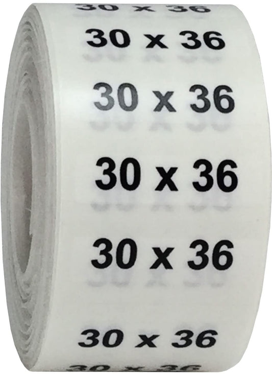30 x 36 Men's Pants Clothing Size Strip Labels 1.25 x 5 125 Total Stickers 30 X 36