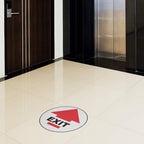 Floor Decals Exit Red Black Anti-Slip Round Shape D 17 in Longer Side