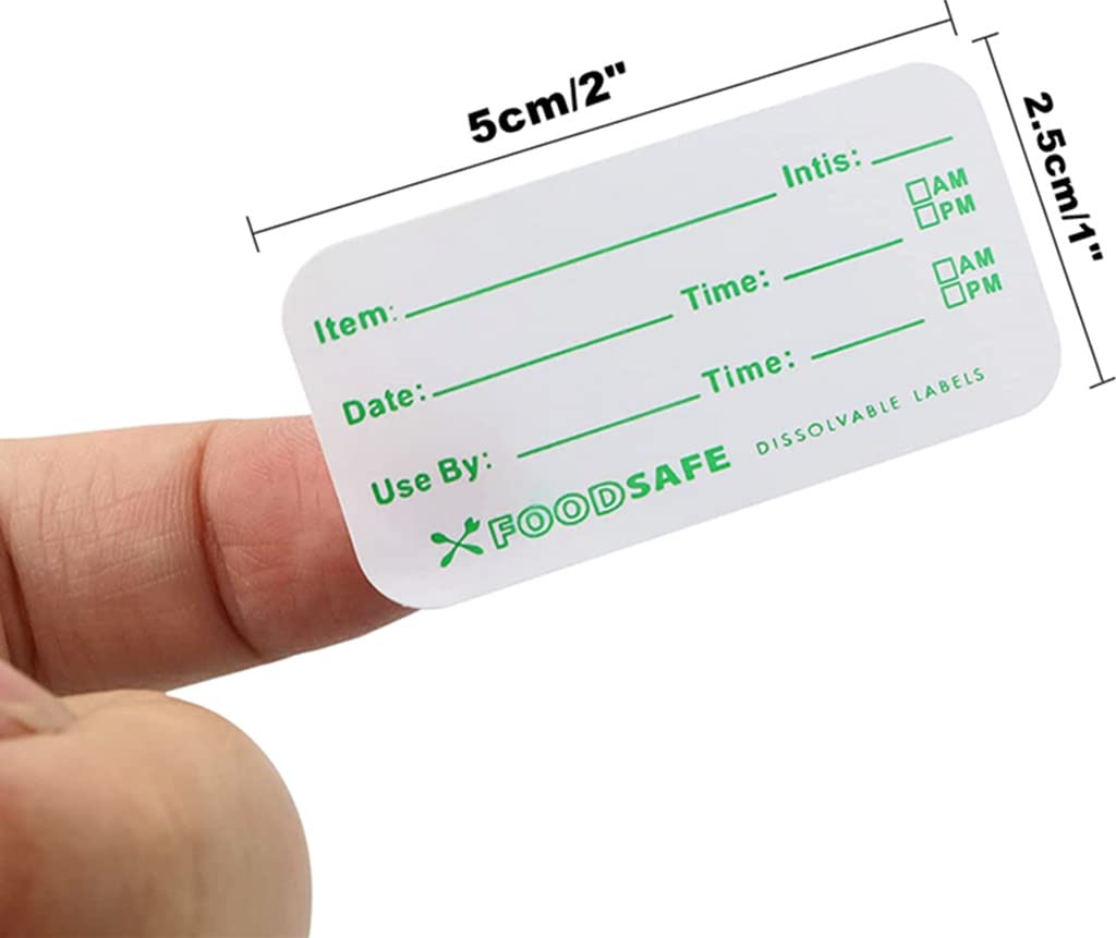 Food Storage Labels,Removale Dissolvable Food Preservation Sticker Label to Glass Plastic Metal Food Containers Jars for Kitchen Restaurant Food Storage Organization(500pcs,2x1) Style-1