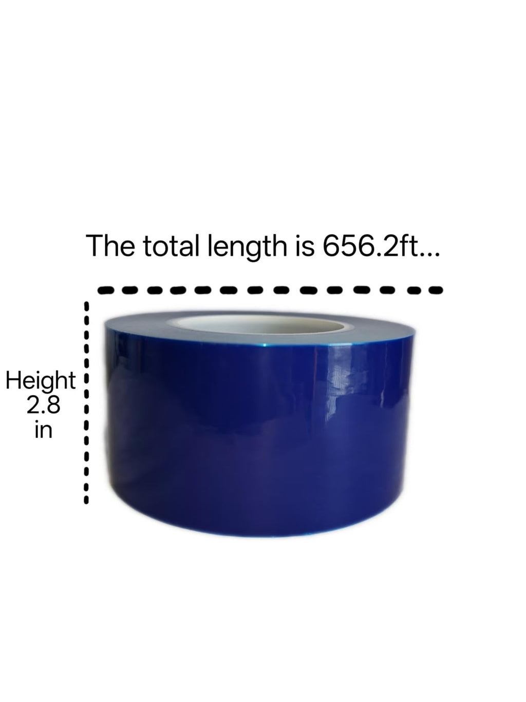 A roll of high Viscosity polyethylene Blue Adhesive Film, Suitable for Protecting car Wheels, Steel, Household appliances, Hardware and Other Materials, 2.8 inches high and 656.2 feet Long