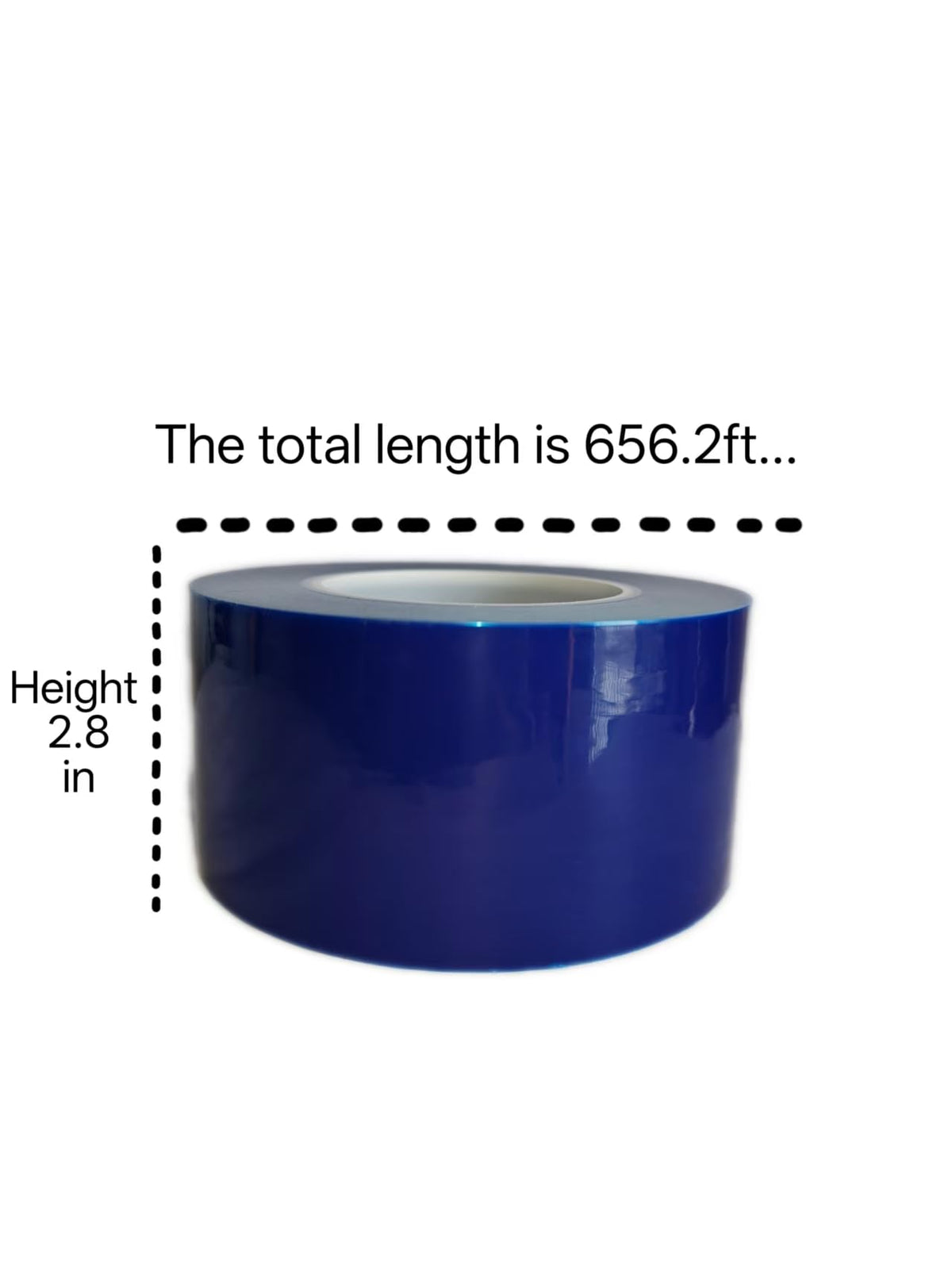A roll of high Viscosity polyethylene Blue Adhesive Film, Suitable for Protecting car Wheels, Steel, Household appliances, Hardware and Other Materials, 2.8 inches high and 656.2 feet Long