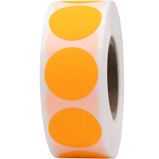 Fluorescent Dot Stickers, 3/4 Inch Round, 500 Labels per Roll - Bright, Permanent Adhesive, Eco-Friendly Print for Organizing, Marking, and Decorating