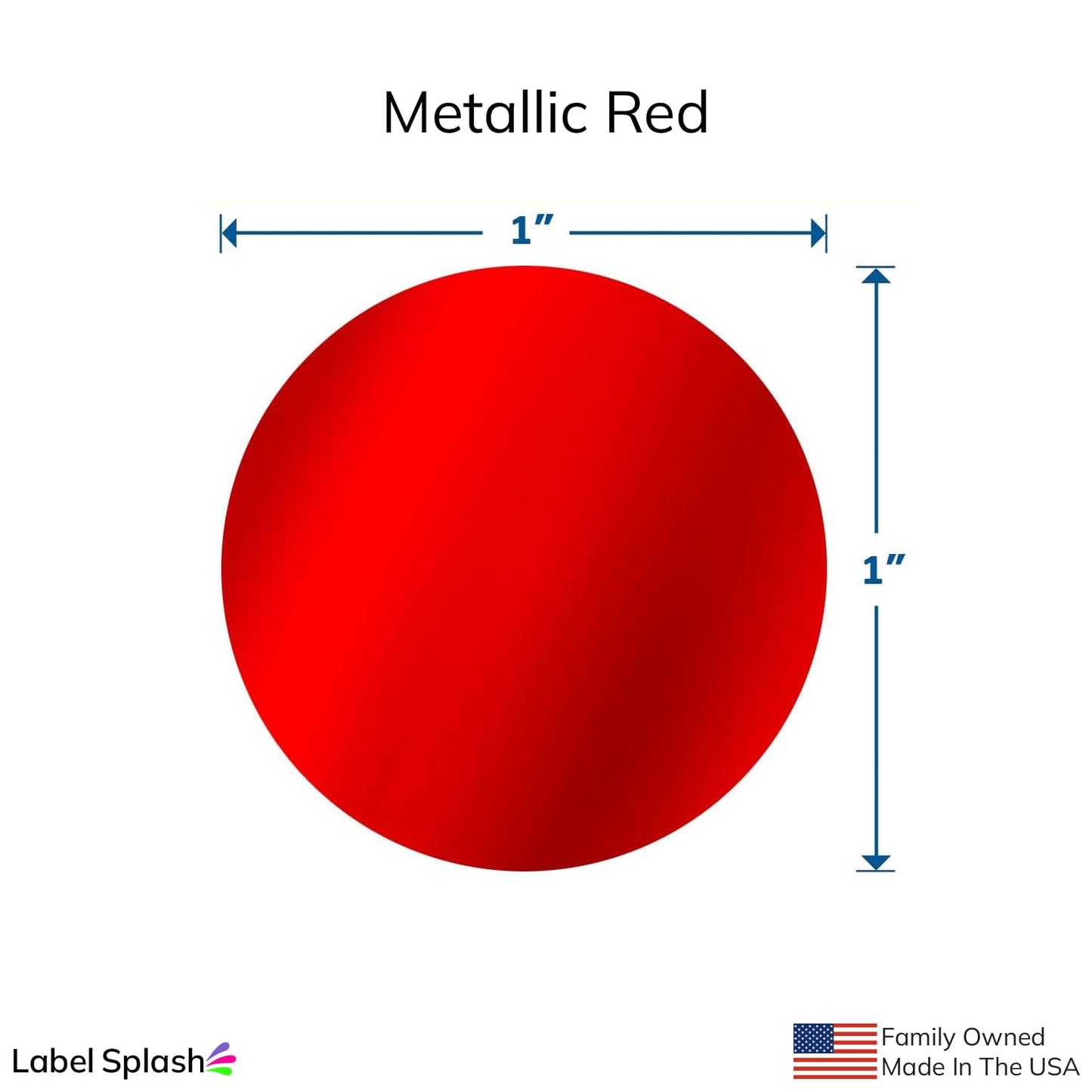 LABELSPLASH 1 Inch Metallic Red Round Color Coding Permanent Adhesive Labels 1000 Stickers per Roll Made in The USA 1” Circle Stickers (2 Roll Pack) Metallic Red (2rolls)