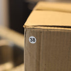 White with Black Number 38 Circle Dot Stickers, 3/4 Inch Round, 500 Labels on a Roll for Organization and Inventory - Semi-Gloss Finish - Made in The USA #38