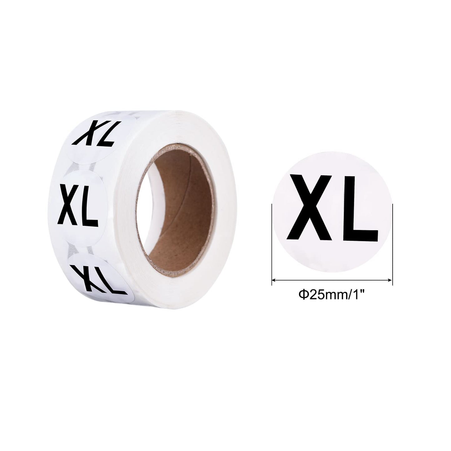 MECCANIXITY Clothing XL Large Size Sticker Label Coding Label 25mm/1inch Dia 1 Roll 500 Round Adhesive Labels for Clothes Apparel