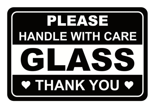 2"x3" 200 PCS Black Glass Handle with Care Stickers for Shipping Mailing Cartons Envelops Adhesive Labels