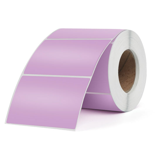 Purple Thermal Labels 2 × 3 Inch Vinyl Rectangular Waterproof Direct Printer Sticker Self-Adhesive Perforated Name Tag for Logo DIY QR Design Office Address 500 PCS Purple