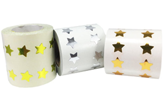 Star Shape Stickers Bulk Pack Shiny Metallic Foil Teacher Supplies 1/2 Inch 3,000 Adhesive Labels