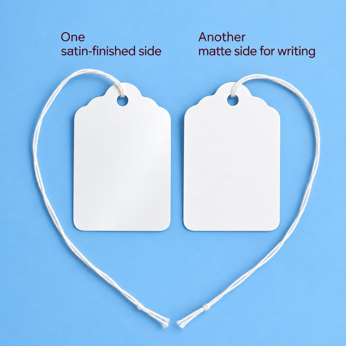 500 White Merchandise Tags with String Attached, 2 1/4" x 1 7/16" 500