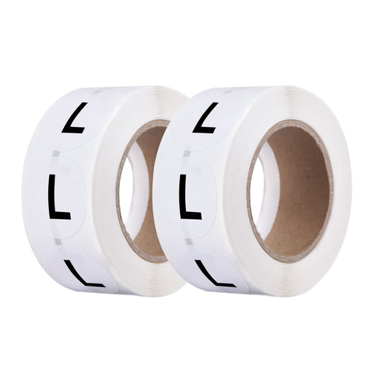 MECCANIXITY Clothing L Large Size Sticker Label Coding Label 25mm/1inch Dia 2 Roll 1000 Round Adhesive Labels for Clothes Apparel
