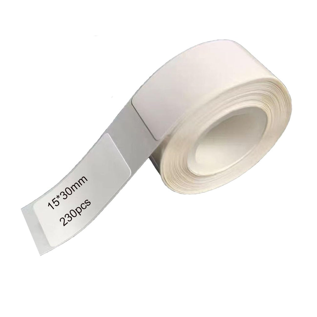 White Label Print Paper 15mmx30mm (0.59" X 1.18"), 230 Labels/Roll Thermal Stickers Waterproof Self-Adhesive Multipurpose Labeling Tape Household Storage Labels White