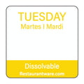 Restaurantware RW Smart 1 Inch x 1 Inch Food Rotation Labels 500 Dissolvable Food Safety Labels - Premium Trilingual Yellow Paper Day Of The Week Labels For Food Storage Or Prep Tuesday