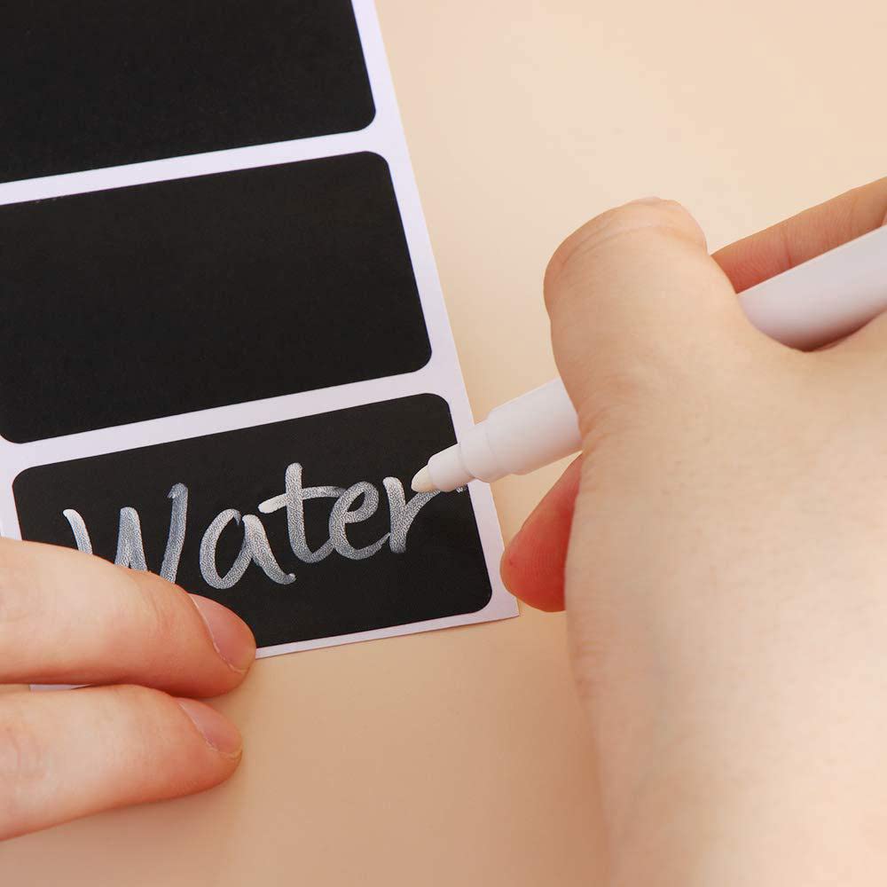 Chalkboard Sticker Label Black Rectangle Coding Roll Labels 300 Pcs Removable Write-On Reusable Waterproof for Kitchen Containers Jar Storage Bins Office Craft 1