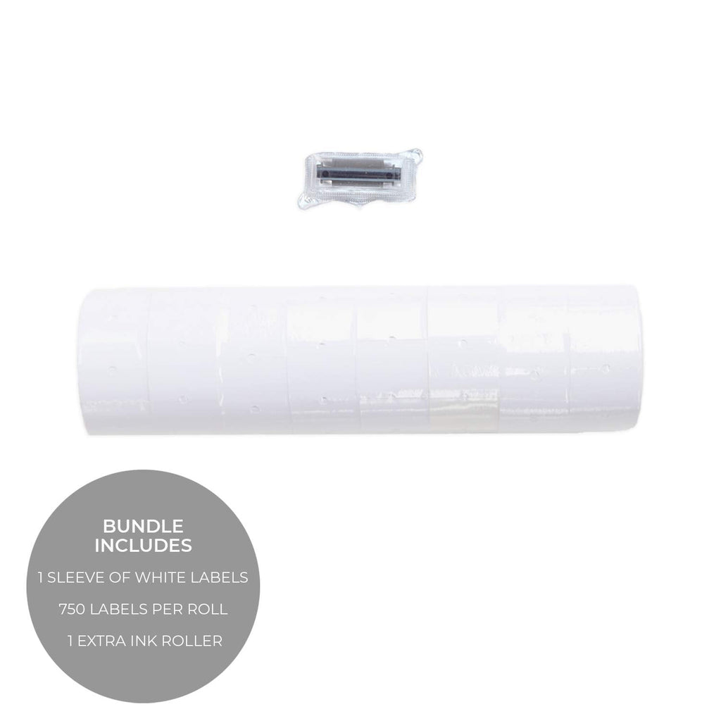 2-Line White Labels for SBLabeler Price and Date Guns / 6000 Two Line Blank Labels/Black Ink Roller Included 2-Line