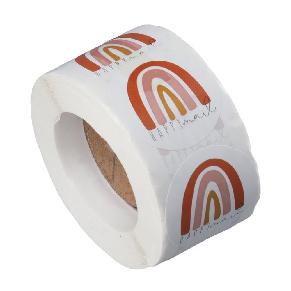 dohobby 500 Pcs Boho Rainbow Stickers,Self-Adhesive Labels Roll,Round Envelope Stickers for Boxes