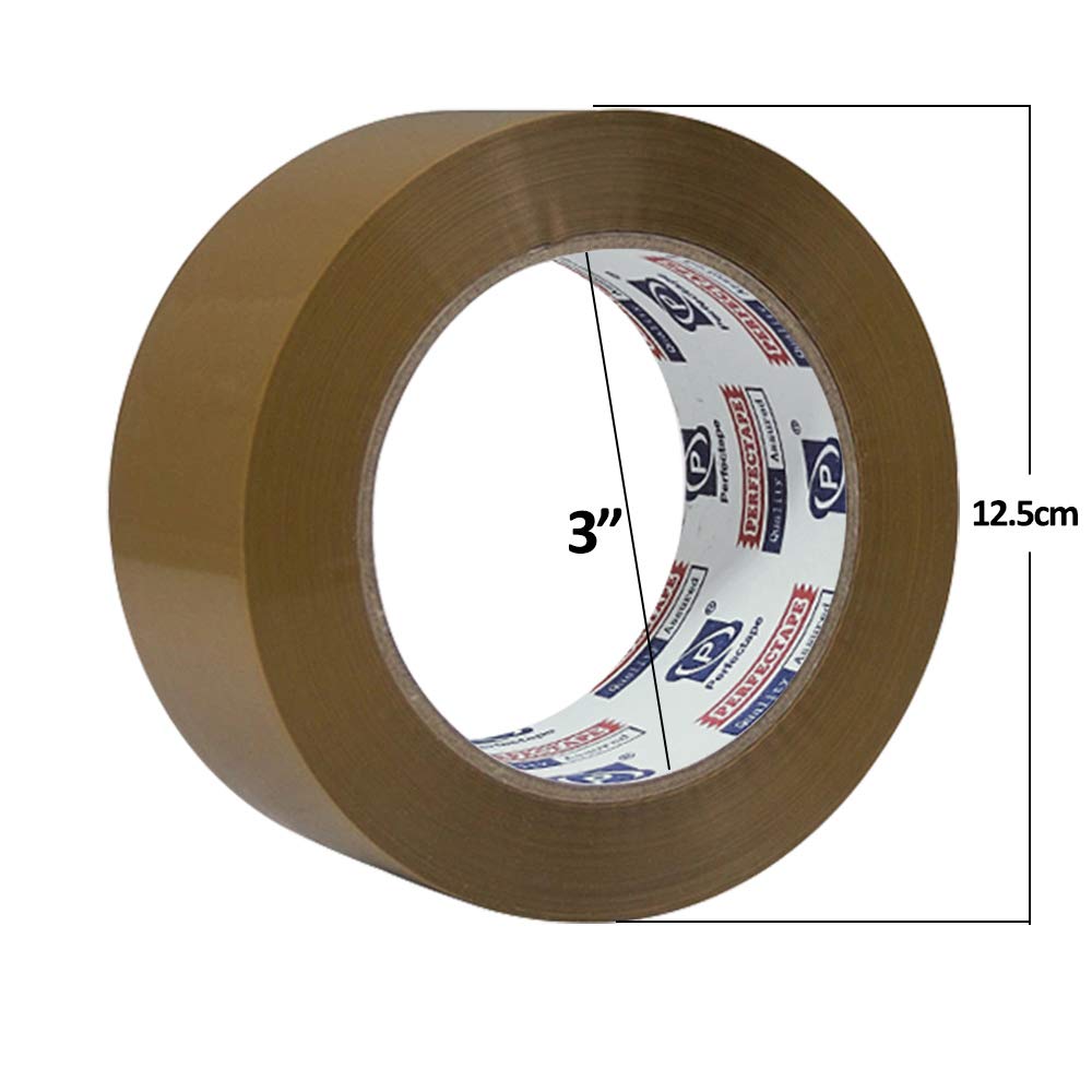 PERFECTAPE Heavy Duty Brown Packing Tape 12 Rolls, Total 1200M, 2.7 mil, 1.88 inch x 100 Meters, Ultra Strong, Refill for Packaging and Shipping 12-PACK