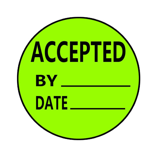 2" Black and Green Round Accepted Stickers Labels for Quality Control, Inventory, Warehouse Receiving(500 Pcs per roll)