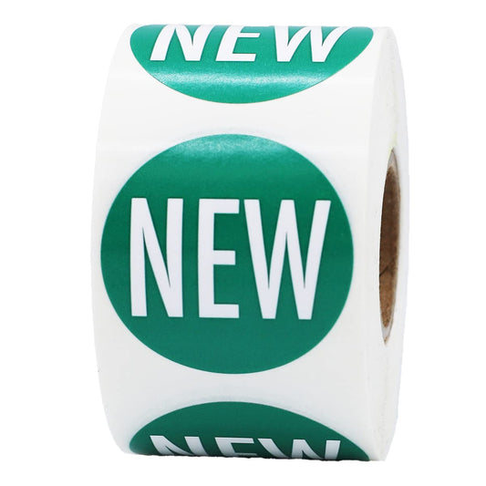 Green with White New Stickers, 1.5 Inches Round, 500 Labels on a Roll