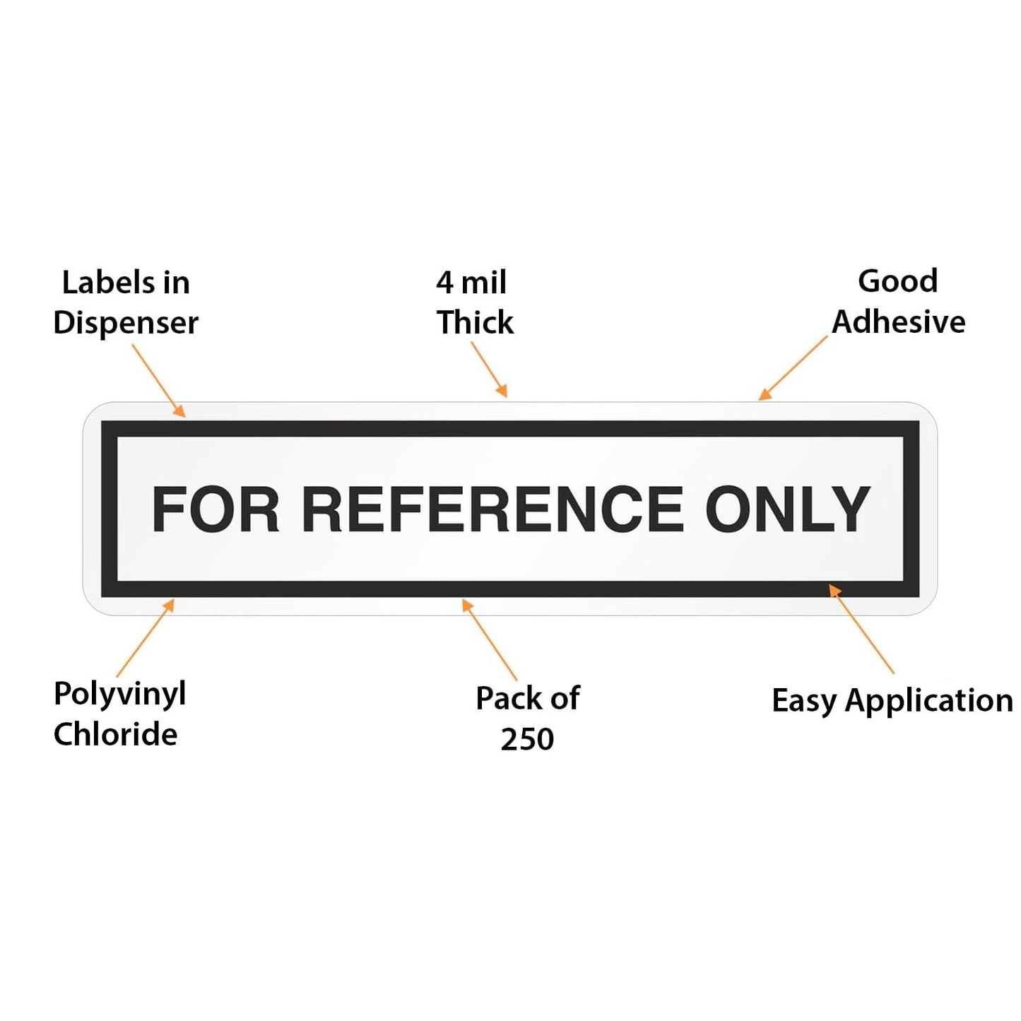 SmartSign (Pack of 250) "for Reference Only" Labels in Dispenser, QC Labels, 0.5" x 2" Adhesive Vinyl, Black & White Box of 250