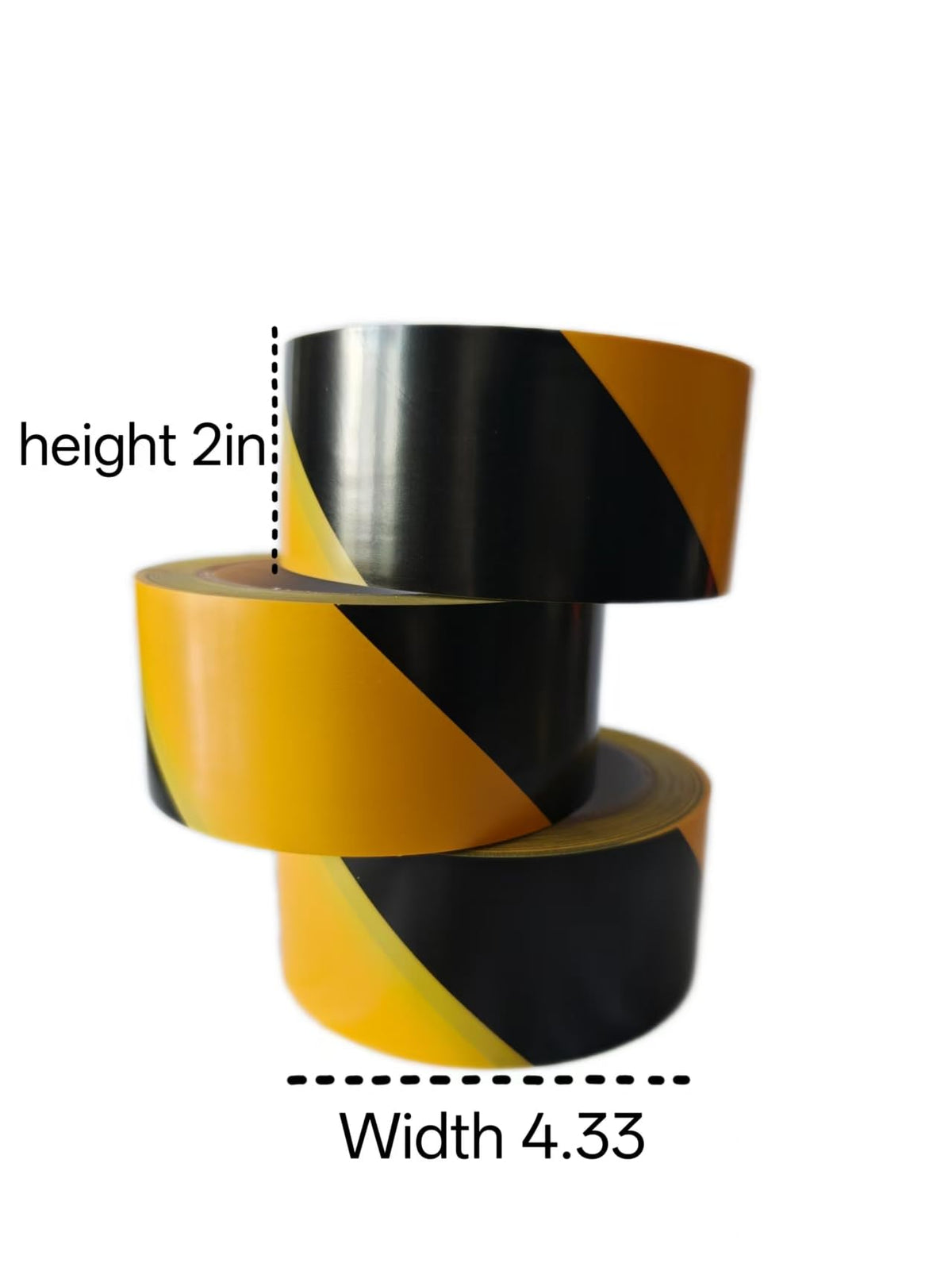 1 Roll 2" x 110ft Black and Yellow Hazard Warning Safety Tape for Floor Marking, Suitable for Marking Walls, Floors, Pipes, and Equipment, High-Tack Wear-Resistant