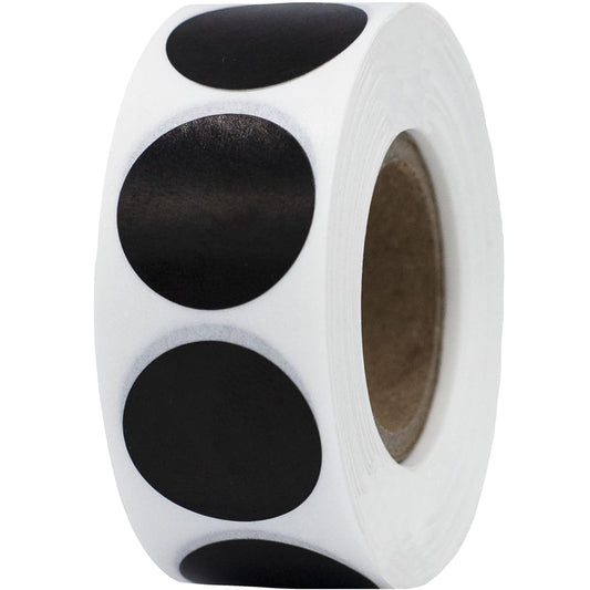 Black Semi-Gloss Round Stickers, 3/4" Inch, 500 Labels per Roll - Perfect for Color Coding, Inventory Management, and Custom Projects in Offices, Schools, and Homes Black