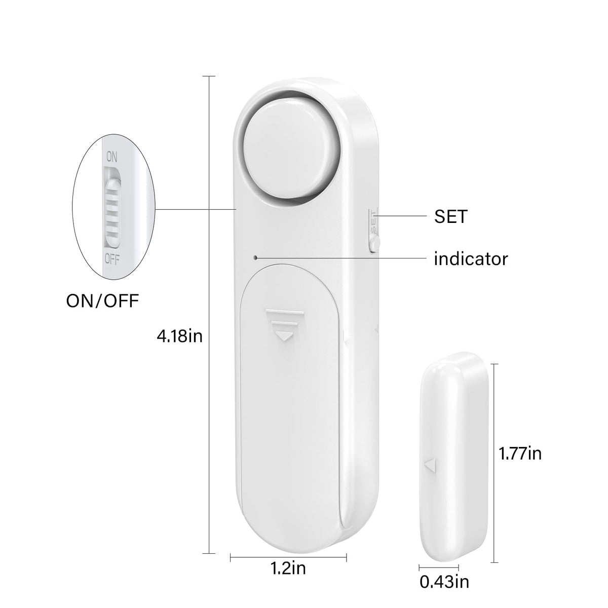 2-Pack Window and Door Alarms When Opened for Kids Safety/Dementia Safety/Home Security, Wireless Sliding Front Door Opening Sensor Alarm with Remote, 120dB Burglar Alert for House/Bedroom/Apartment 2 Sensor + 2 Remote White