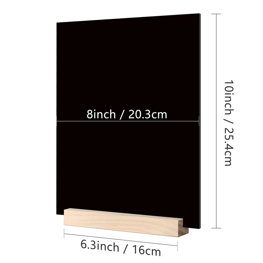 8x10 Inch Black Acrylic Sign with Holder- 6 Pack Blank Black Acrylic Sheets and Wood Stands, DIY Blank Signs for Wedding Party Reception (6 Pack 8 x10 Inch) 8 x10 Inch (6 pack)
