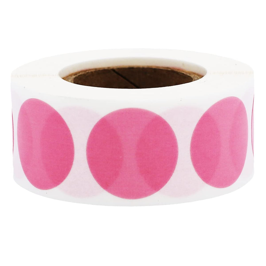 Pink 3/4" Inch Transparent Color Coding Labels, 500 Total Adhesive Stickers On A Roll, Ideal for Planners, Journals, Mailing Seals and Crafting Ideas Pink