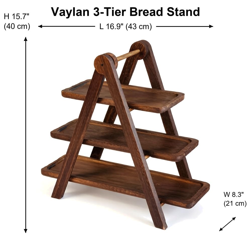 3 Tier Wooden Serving Platter，Fruit Bread Display Bowl Tray，Farmhouse Decor