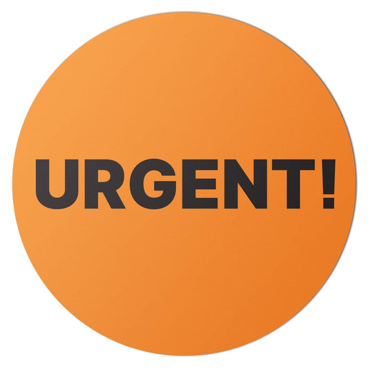 Urgent Labels (1.5 inch, Circle Dot - 300 Labels) Clear & Bold Urgent Signage Stickers for Important Shipments, Packages, Back-Stock, Shipping & Handling