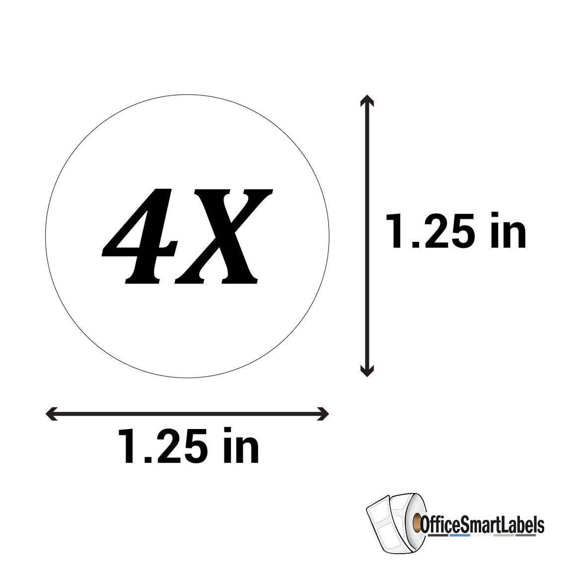 Clothing Size Stickers Labels Roll - 1.25" White Round Circle, 4X Clothing Size Labels T Shirt Dress Retail Boutique Apparel Clothing Size Labels Stickers, Fabric Safe - 1 Roll, 300 Sizing Stickers