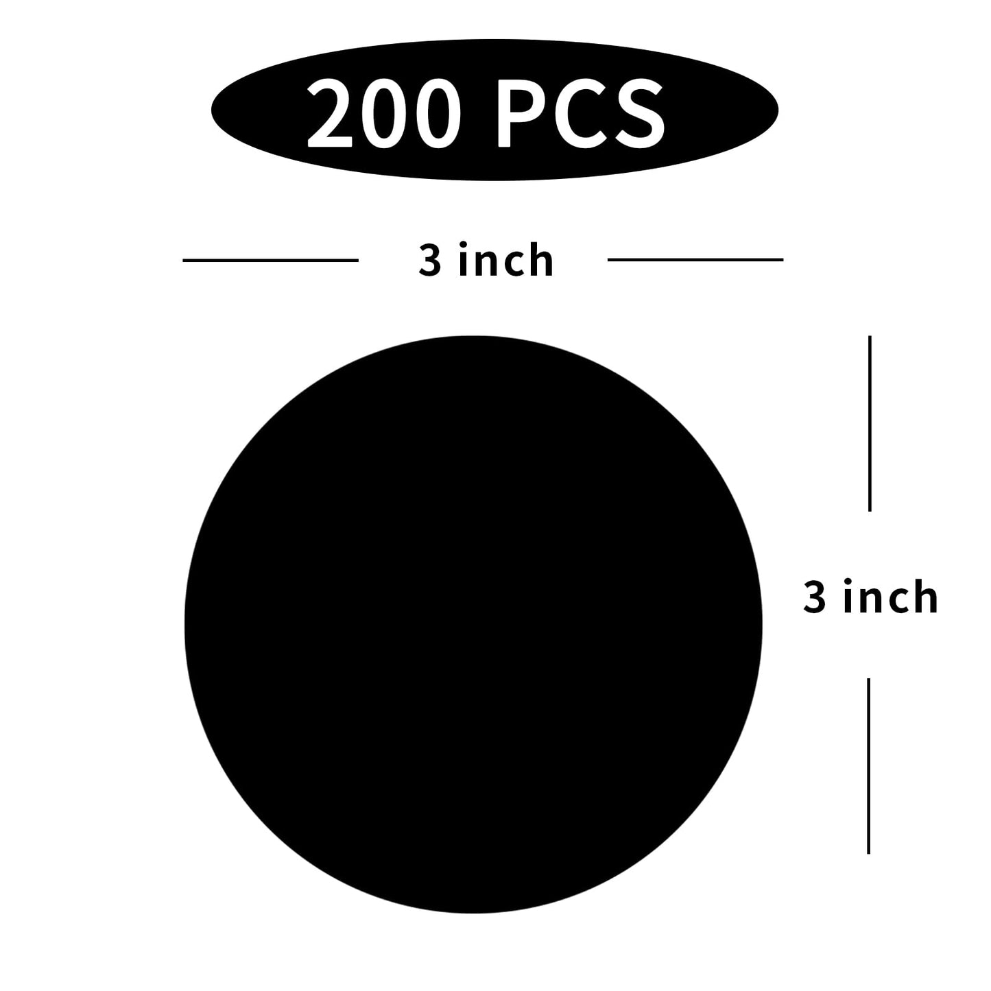 STARLIBOO Black Dot Stickers - 3 Inch Removable Circle Stickers, Writable for Office, Garage Sale, Yard Sale (200 Pcs)
