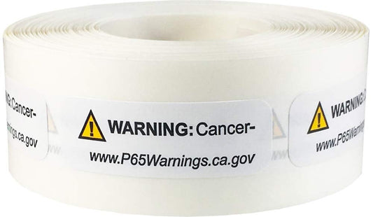California Proposition 65 Cancer Warning Labels Short Form .5 x 1.5 Inch 500 Adhesive Stickers