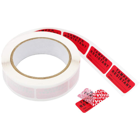 Solitary Walker 500Pcs/roll Tamper Evident Security Void Stickers 0.78" x 1.78" Red Complete Transfer Tamper Proof Labels Safety Torn up Invalid Seals Tape 0.78" x 1.78"