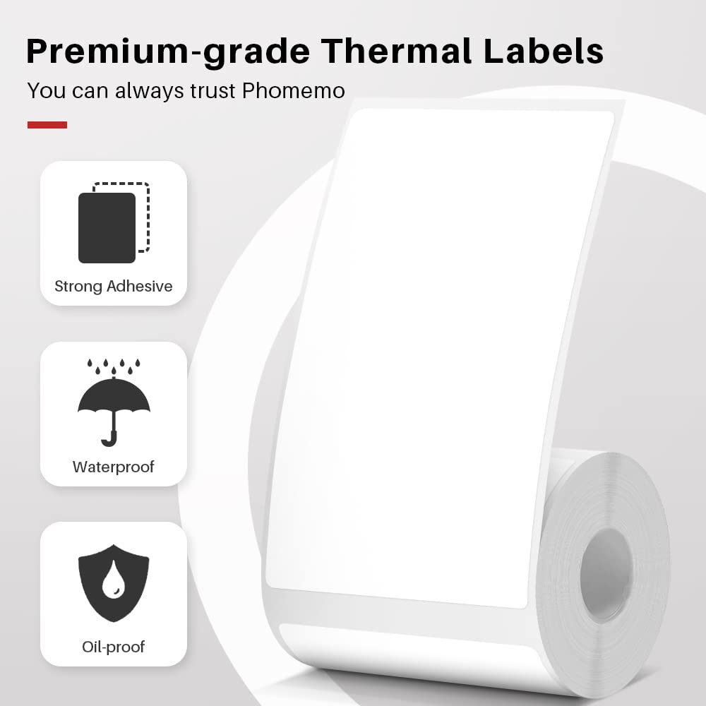 600 pcs Phomemo Labels for Label Printer, 1.96''x3.14''(50x80mm) Thermal Printer Sticker Papers,100Pcs Per Roll, Compatible with Phomemo M120/M110/M220/M200 / M150/M250,Black on White 1.96'' x 3.14'' (50mm x 80mm)