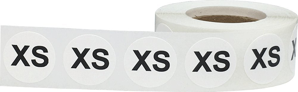White Circle Extra Small XS Clothing Size Stickers - 3/4 Inch Round, 500 Adhesive Labels Per Roll for Retail Apparel, Clothing Organization, and Inventory - Made in The USA