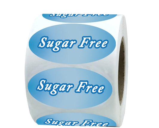 1.75x1 Inch Oval Sugar Free Labels,Food Warning Label Stickers for Food Package,200 Pcs