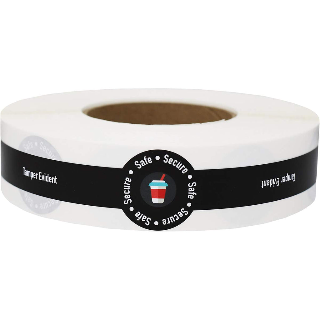 Safe Secure Tamper Evident Proof Seals for Food Safety - to-Go Drink Stickers with Secure, Easy to Peel Stickers, 1 x 9 Inch, 500 Total Labels on a Roll