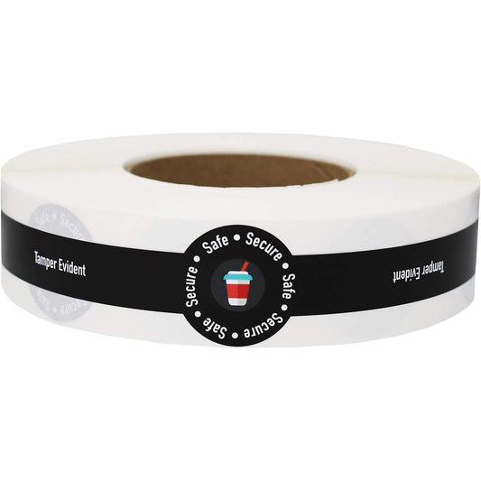 Safe Secure Tamper Evident Proof Seals for Food Safety - to-Go Drink Stickers with Secure, Easy to Peel Stickers, 1 x 9 Inch, 500 Total Labels on a Roll