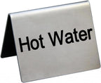 New Star Foodservice Stainless Steel Table Tent Sign (Silver (Hot Water), 2-Inch by 2-Inch (Set of 6)