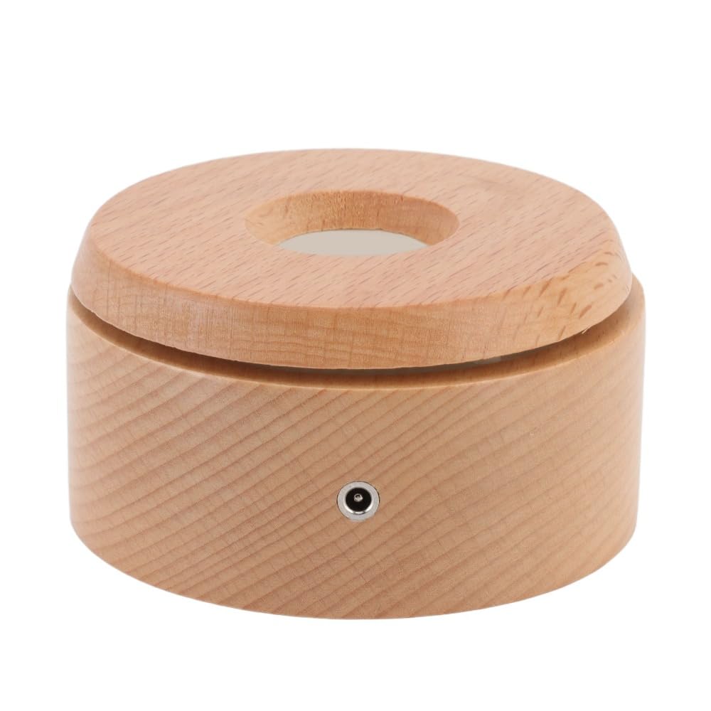 Wooden LED Display Base, Rotating Touch Dimming Stand for Crystal Decor