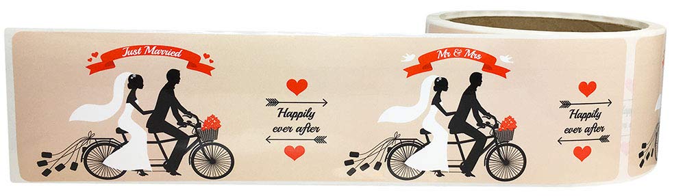 Just Married Water Bottle Labels Happily Ever After 2 x 8 Inch 50 Total Stickers On A Roll