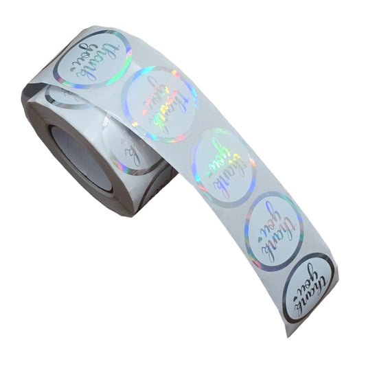 1.5 inch Thank You Sticker, 600 Pcs Roll. Thank You Stickers Labels w Holographic Iridescent Effect for Gift Wrapping, Invitations, Cards, Party Favors