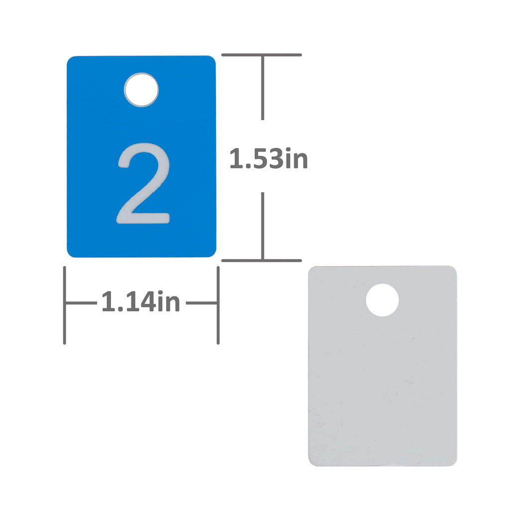 ABS Plastic Rectangle Numbered Tags ID Tags with Hole (1-50, Blue) 1-50